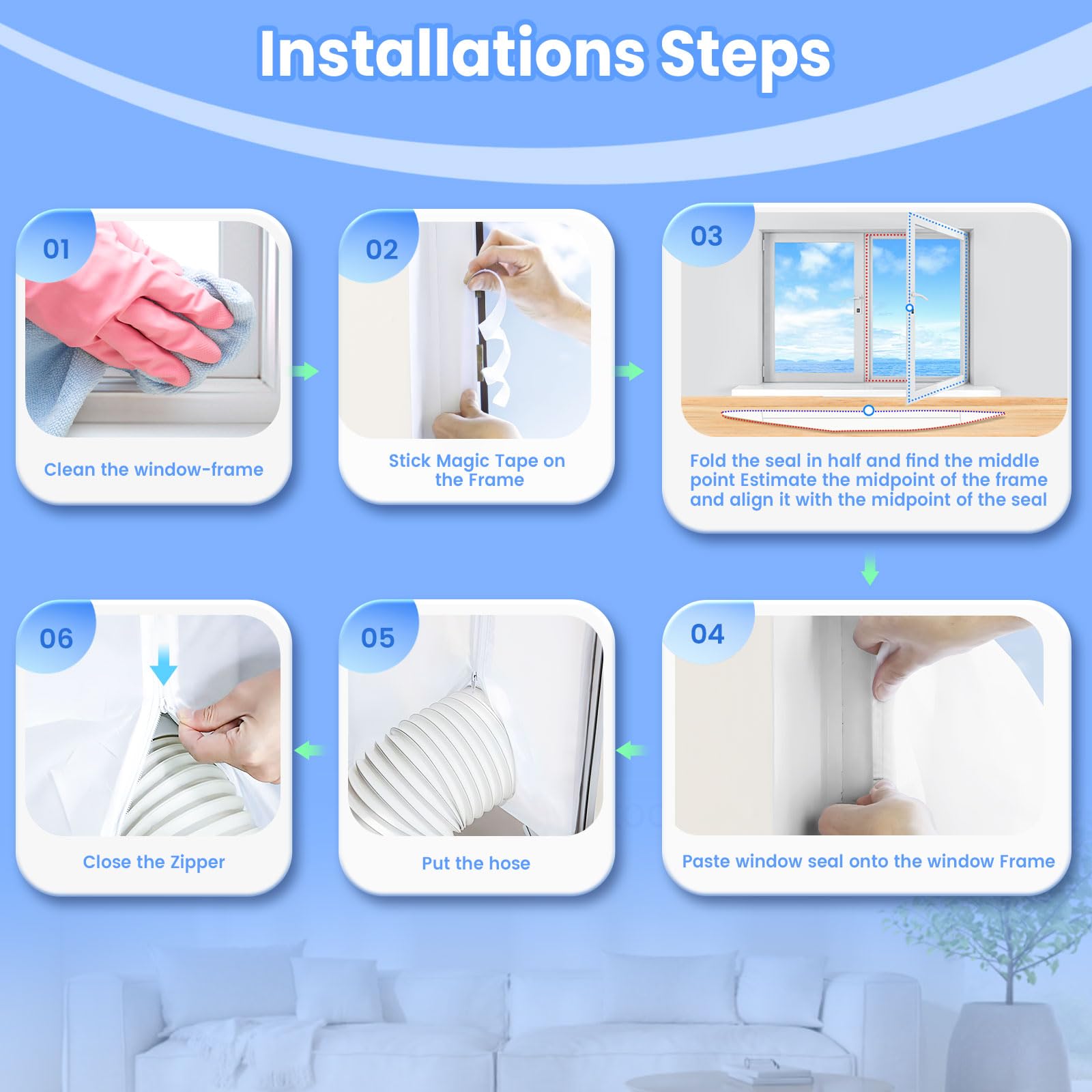 400CM（157'') Universale Guarnizione Finestra Condizionatore,Portatile Climatizzatore per Finestre Kit, Air Conditioner Window Seal per Tutti Condizionatori Mobili e Asciugatrici, Facile da Installare