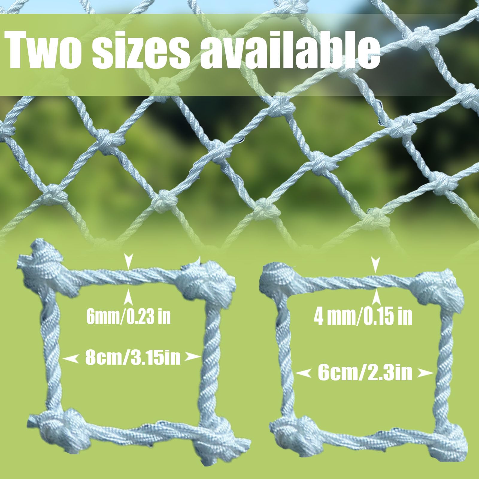 Treppensicherheitsnetz für Kinder, Seilnetz, Sicherheitsnetz für Geländer, geeignet für Balkone, Treppen, Geländer, Spielplatz, Innen- und Außendekoration (4 mm, 3 x 3 m)