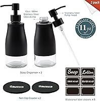 Vista 3 de Dispensador de Jabón Negro Gaussra con Posavasos y Adhesivos, Dispensador de Jabón para Cocina, Dispensador de Jabón de Manos para Baño, Dispensador
