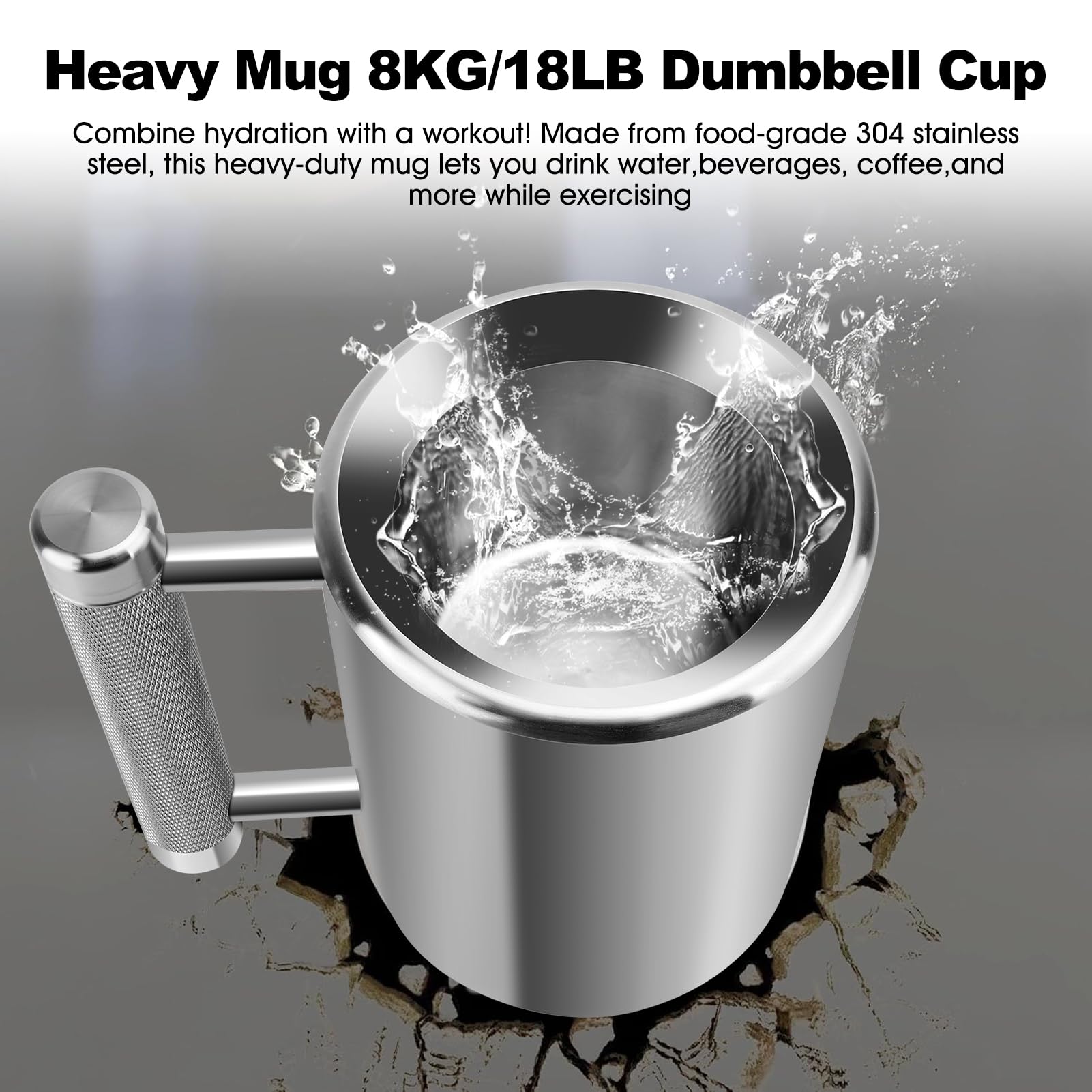 Weighted Mug Heavy Dumbbell Mug - 18LB (8KG) Weighted Stainless Steel Coffee  Cup - Fitness Prank Gift & Water Cup (300ml Capacity) Fitness Water Cup