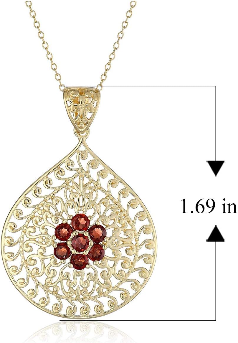MORGAN & PAIGE .925 Sterling Silver 18K Yellow Gold Plated Gemstone Evil Eye Teardrop Filigree Pendant Necklace for Women - Choice of Birthstones, Sterling Silver Necklace for Women, 18" Chain - Image 3