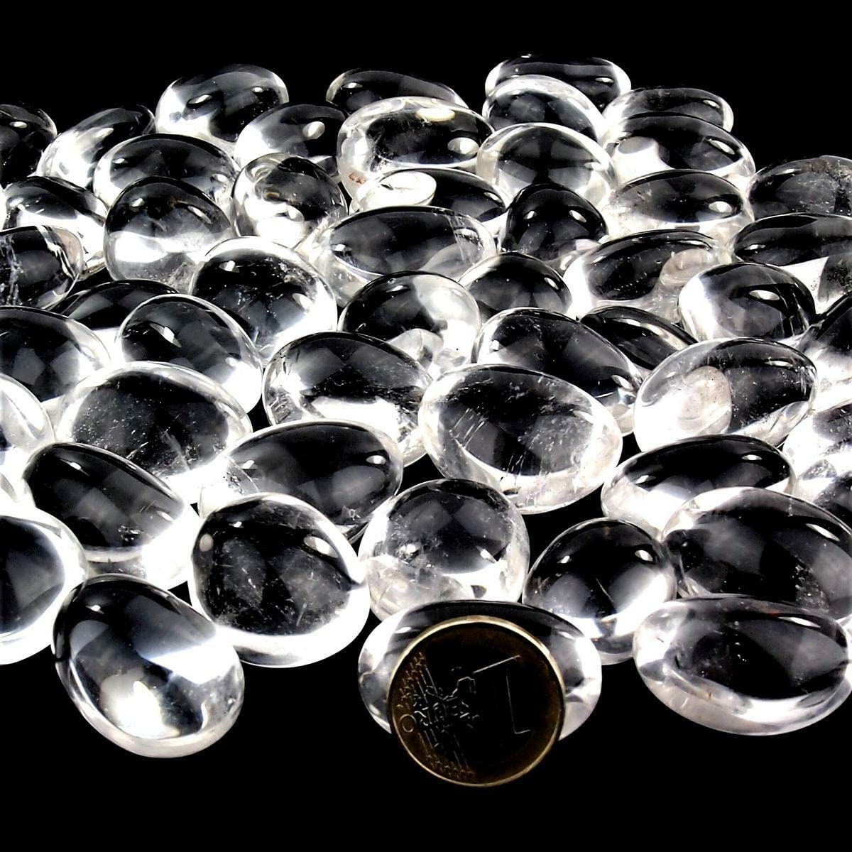 Bergkristall Trommelsteine handpoliert Ø ca. 25 – 40 mm Edelsteine Heilsteine Wassersteine Glückssteine - Schätze der Natur (Packung Nr. 6 mit 1 Kg)