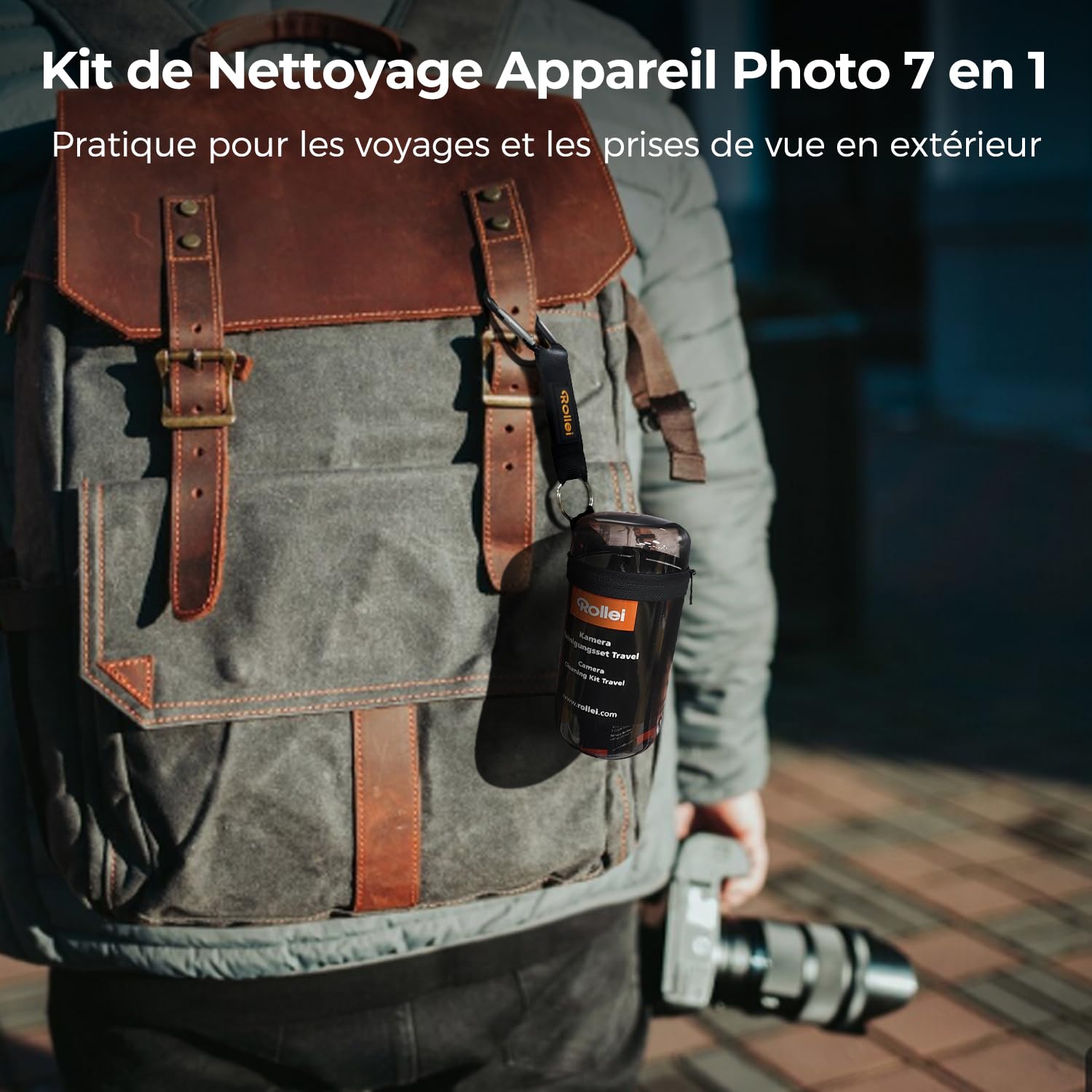 Kit Nettoyage Appareil Photo Voyage, Rollei 7 en 1 Kit de Nettoyage Appareil Photo Reflex avec Lenspen/Soufflette Photo/Chiffons/Liquide Objectif Accessoire Photo de Nettoyage pour Nikon Sony Canon