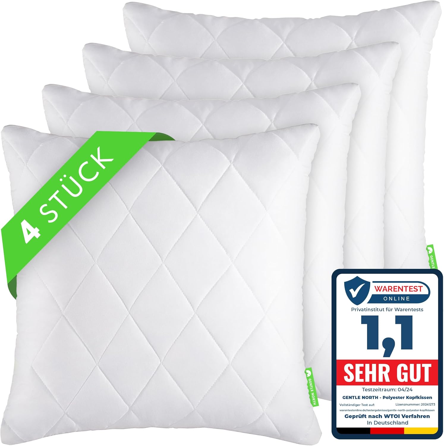 Gentle North Pillow (35 x 35 cm), Set of 4 Cushions for Bed and as