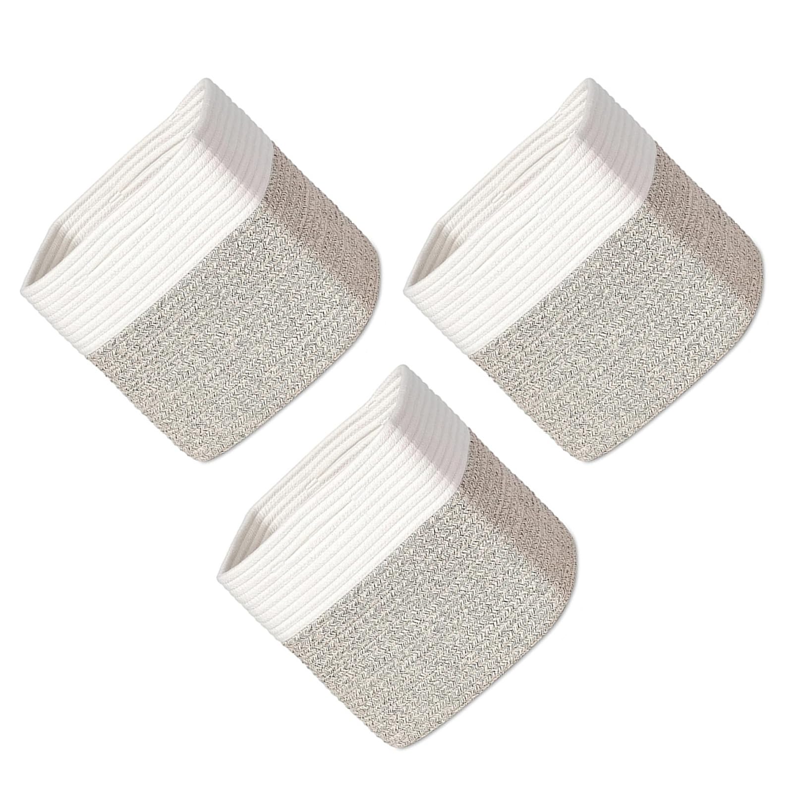 EXQIOUR Of 3 Natural Fiber Baskets Ideal Use for Wardrobe Shelves and Closet Organization Nursery Storage Basket