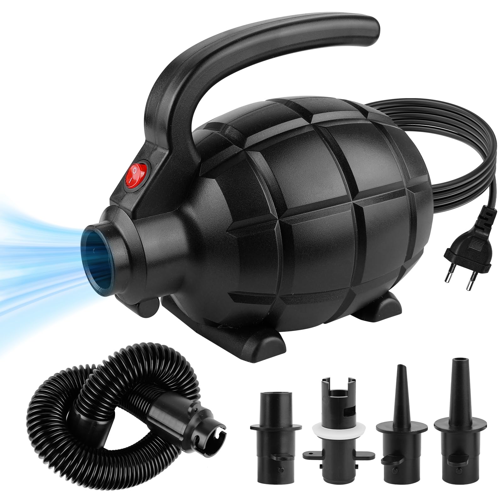 Bomba de aire eléctrica 600 W Bomba de aire eléctrica con 4 boquillas Bomba eléctrica para inflar Bomba de colchón Piscina inflable