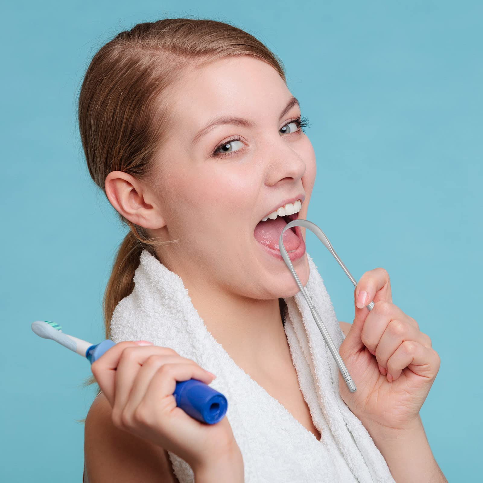 Raspador de lengua de 2 unidades, 100% acero inoxidable para adultos, raspador de lengua fácil de usar con estuche, limpieza de la lengua y reducir el mal aliento para el cuidado bucal 9