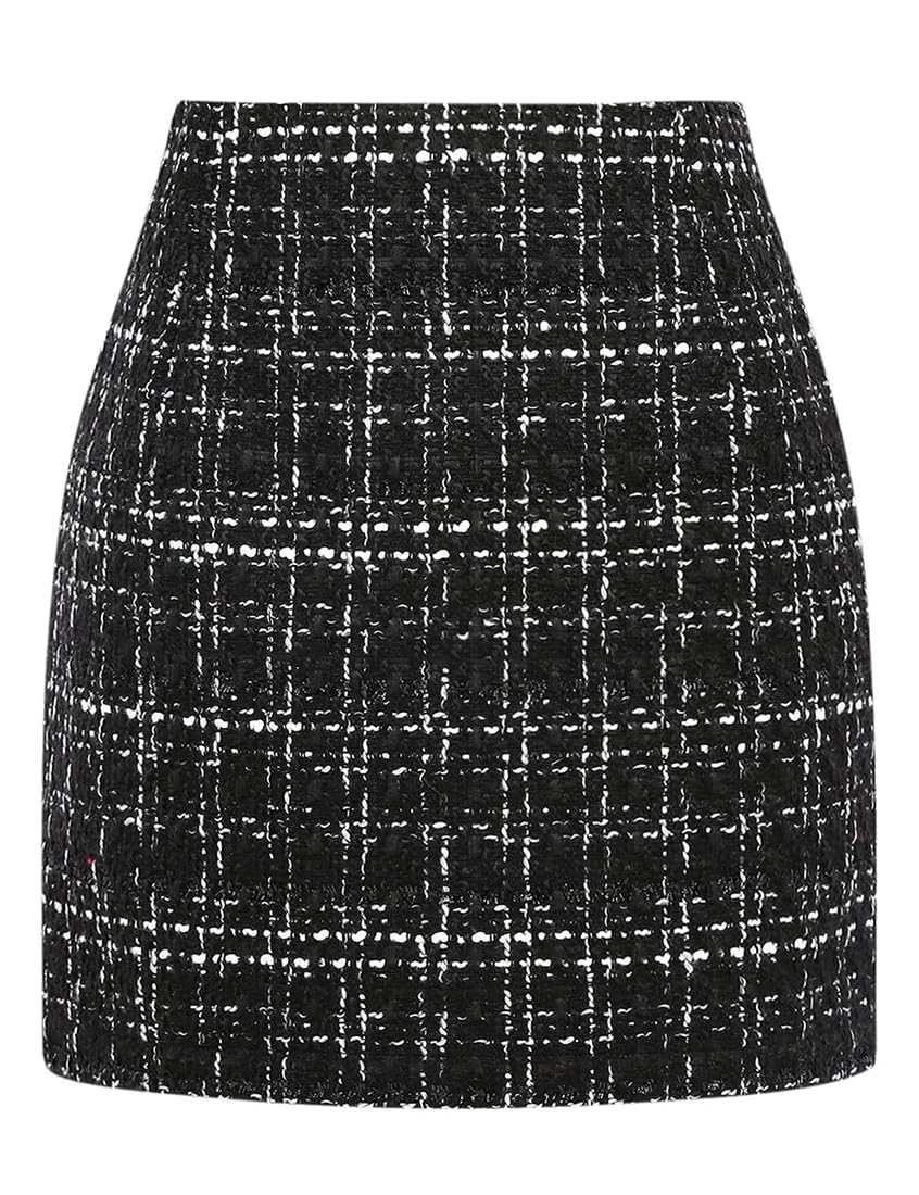 Plaid Mini Skirt for Women High Waist A line Bodycon Pencil Fall Skirts