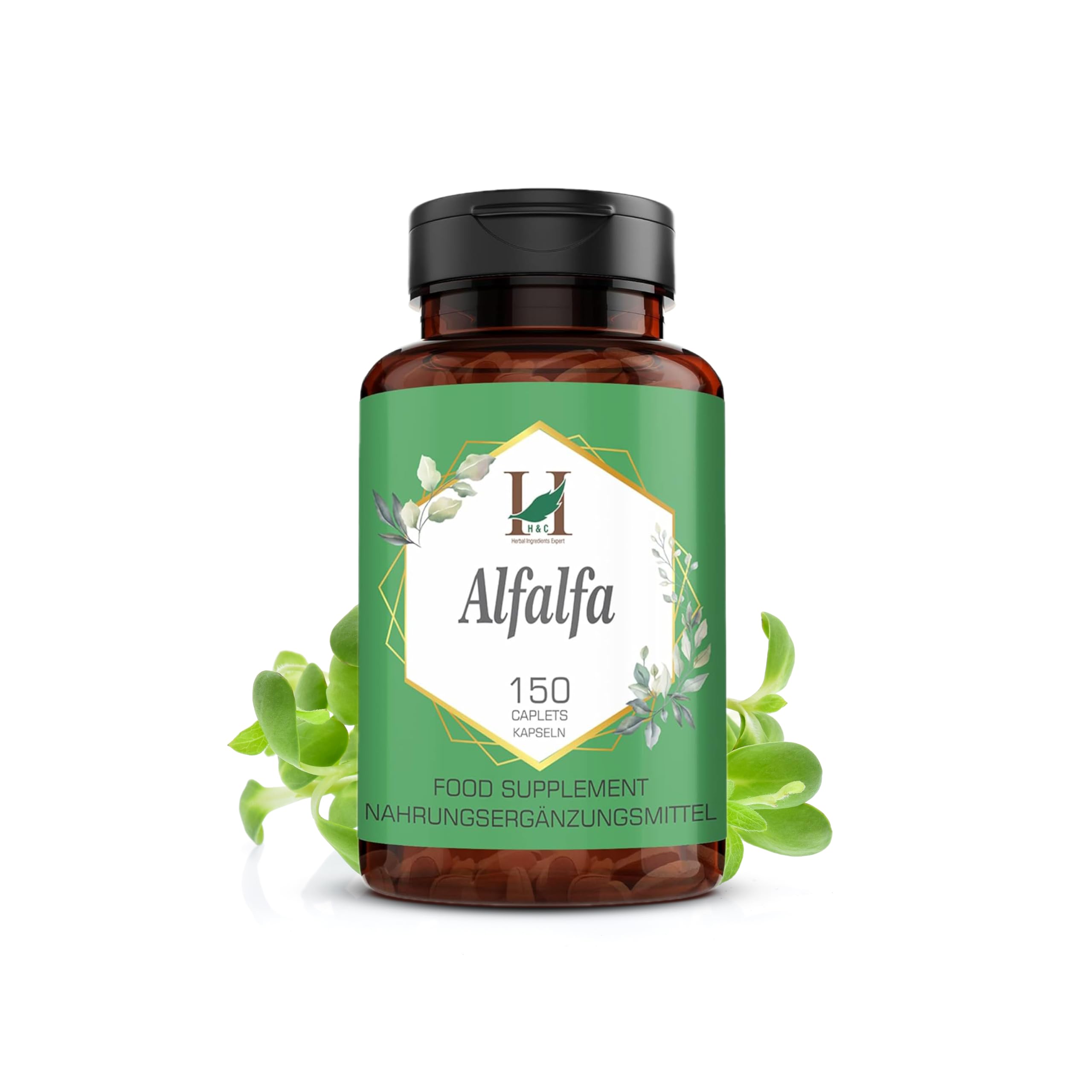 H&C Alfalfa Caplets (Medicago Sativa) - 750 mg, 150 Counts | Green Superfood