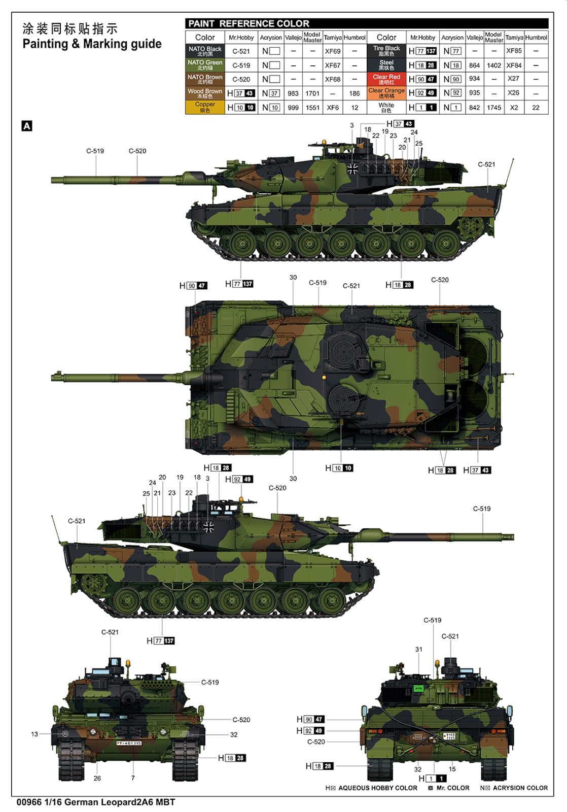 Trumpeter 750966-1/16 Leopard 2A6 MBT - Maßstab 1:16