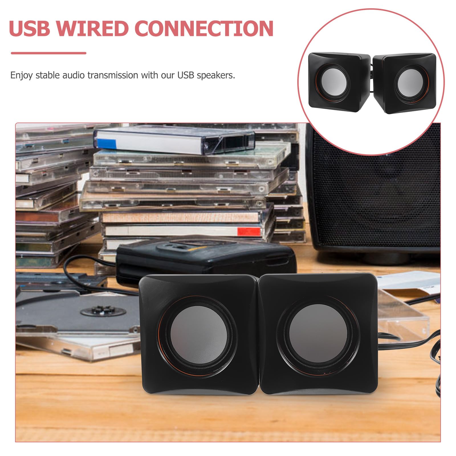 HOMSFOU 1 Pair Portable Speaker Computer Speakers for Music Speaker Desk Stand Portable USB Speaker Mini USB Computer Speaker USB Powered Speaker Music Player Laptop Small Speakers Abs