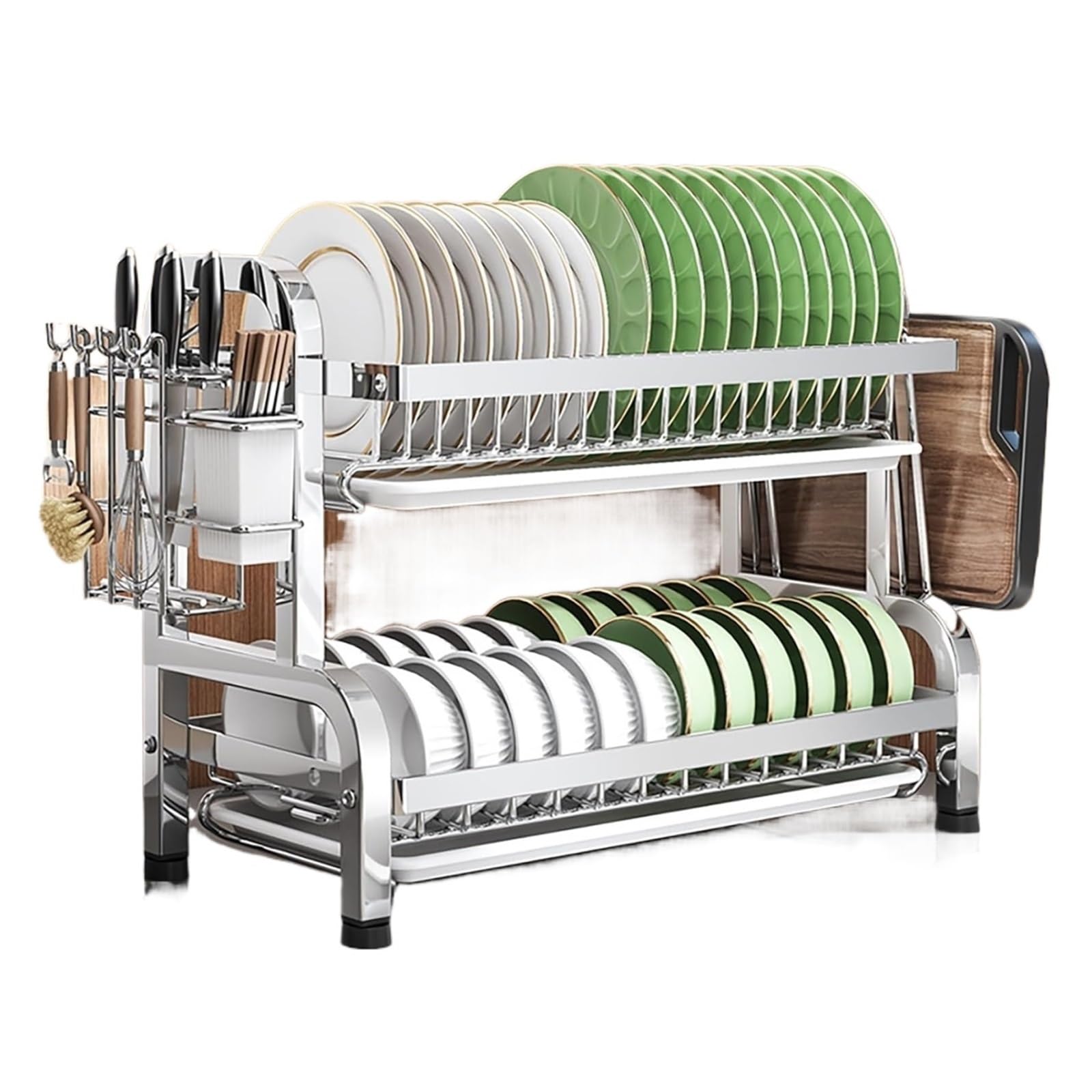 QCKNKMGG Draining Washing Up Holder, Dish Rack With Drainboard And Utensil Holder, Multiple Sizes For Kitchen(A,53cm)