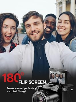 NBD 8K Digital Camera 64MP, Autofocus, 16X Digital Zoom, Graphite | 180° Flip Screen, WiFi, Hot Shoe, 2 Batteries, 64GB Card, 8K/15FPS, 4K/60FPS, Micro HDMI, Vlogging