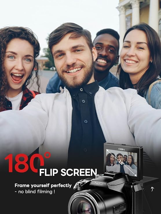NBD 8K Digital Camera 64MP, Autofocus, 16X Digital Zoom, Graphite | 180° Flip Screen, WiFi, Hot Shoe, 2 Batteries, 64GB Card, 8K/15FPS, 4K/60FPS, Micro HDMI, Vlogging