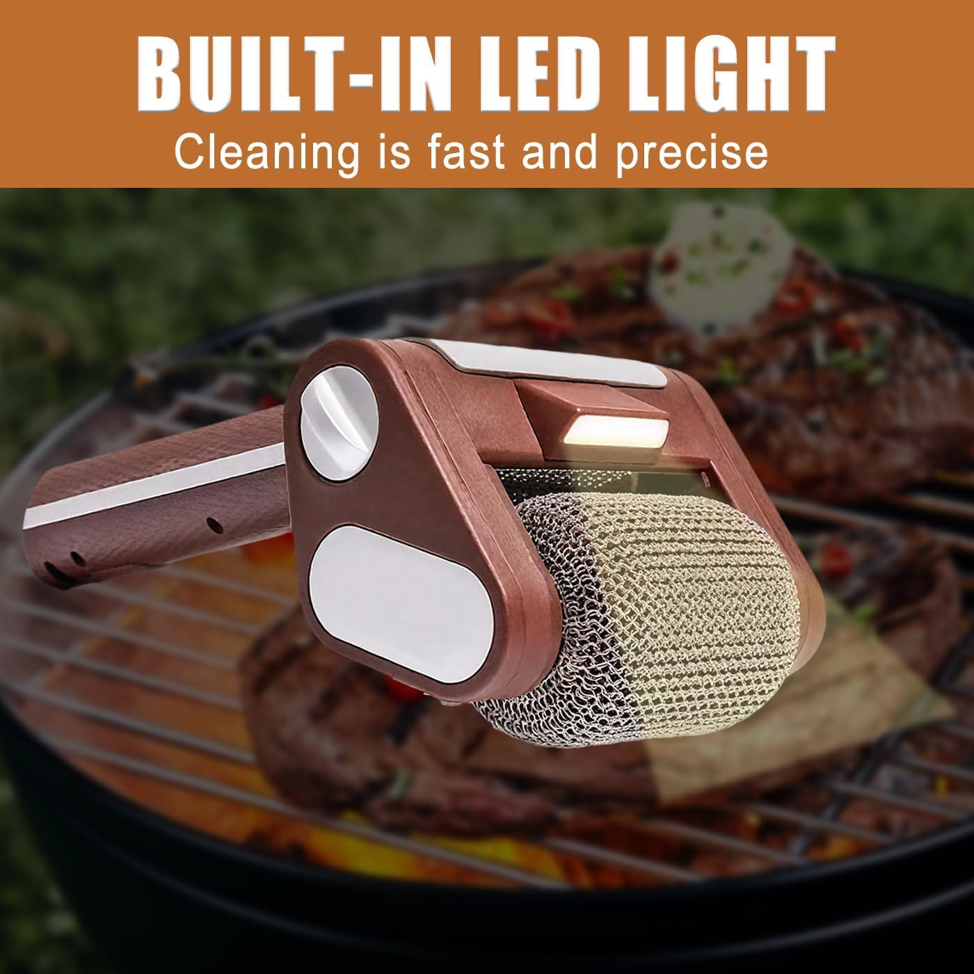 Cepillo eléctrico Recargable inalámbrico para Barbacoa, Limpiador de Parrillas de Acero Inoxidable para barbacoas de Exterior y de Cocina.