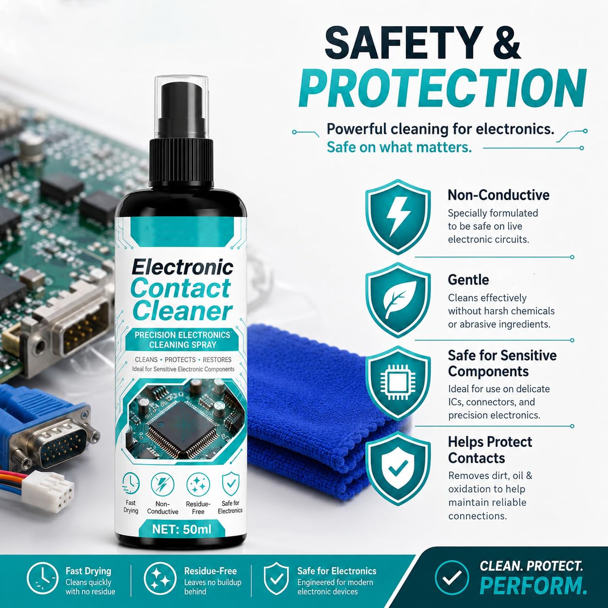 PCB Kontaktreiniger Spray für Leiterplatten, schnell trocknender Elektronikreiniger 100 ml (5pcs)