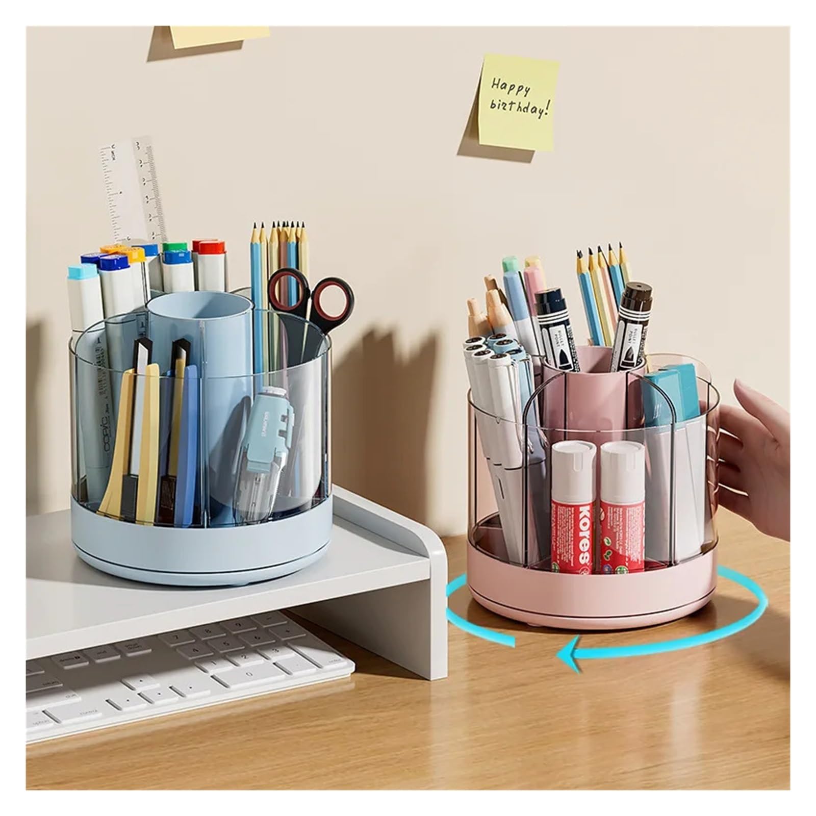 Organizzatore for cosmetici trasparente girevole a 360 gradi, mobiletto da toeletta multifunzionale, for la cura della pelle, for pennelli for rossetto, supporto portaoggetti per cassettiera, bagno(Pi