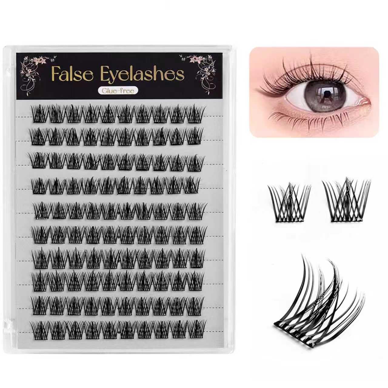 YUISI Self Adhesive Eyelashes Cluster - No Glue Needed Pre-Glued Press on Lashes for Daily & Party, 12-13mm Natural Look False Eyelash Extensions（MJ20-02）-image-15