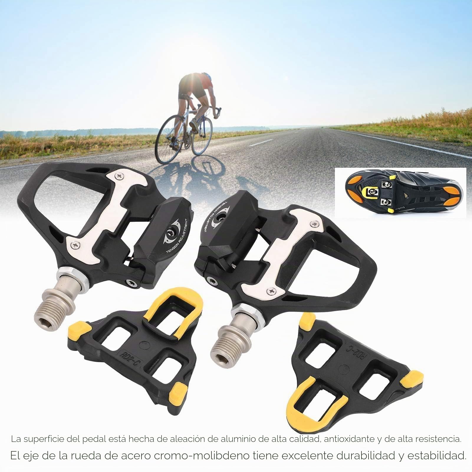 Agatige Pedales Autoblocantes para Bicicleta, SPD‑SL Reemplazo de Pedales de Bicicleta de Carretera Adaptadores de Plataforma de Pedal Automáticos Autoblocantes para Ciclismo con Pedales de Tacos
