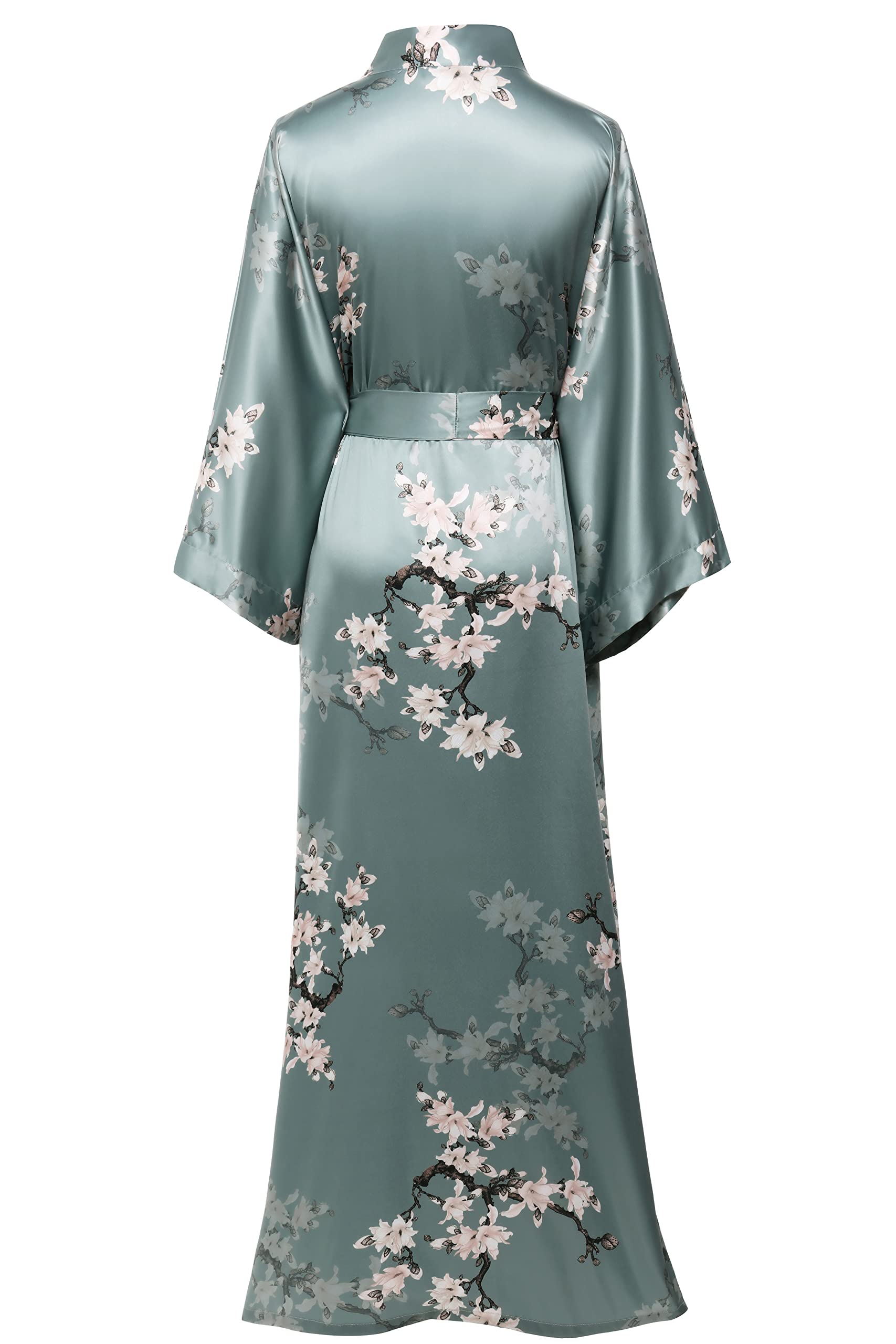 Coucoland Robe de chambre longue en satin pour femme Robe de plage Kimono Motif à fleurs Cardigan Peignoir long Imprimé Robe longue Fleurs pour fille Pyjama Party