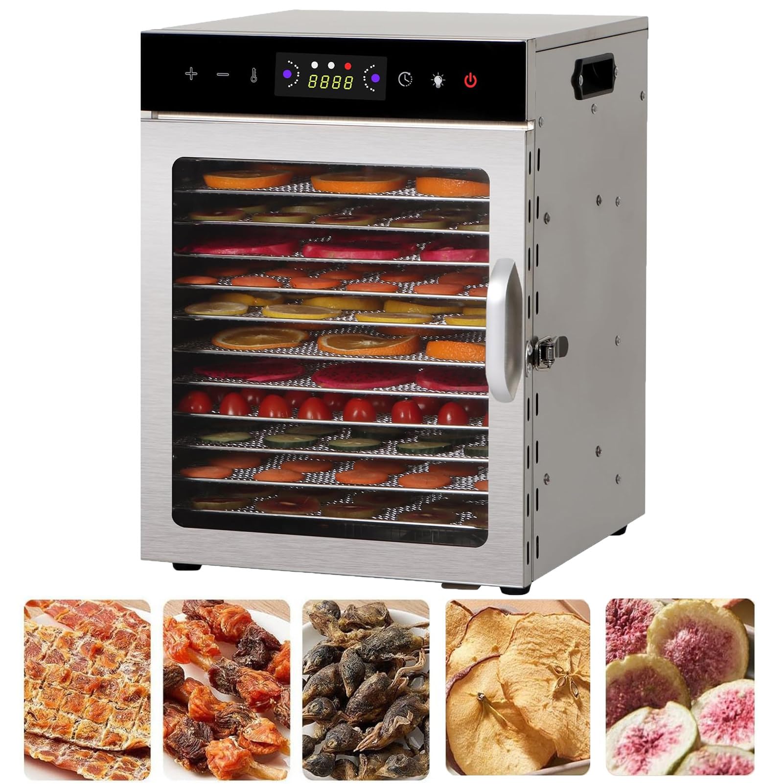 Essiccatore Alimentare Multifunzionale Per Carne Secca, Essiccazione Della Frutta Con 6/8/12/18 Vassoi Rimovibili, Essiccatore Per Alimenti Per Verdure, Carne, Cibo Per Animali,12-Tray