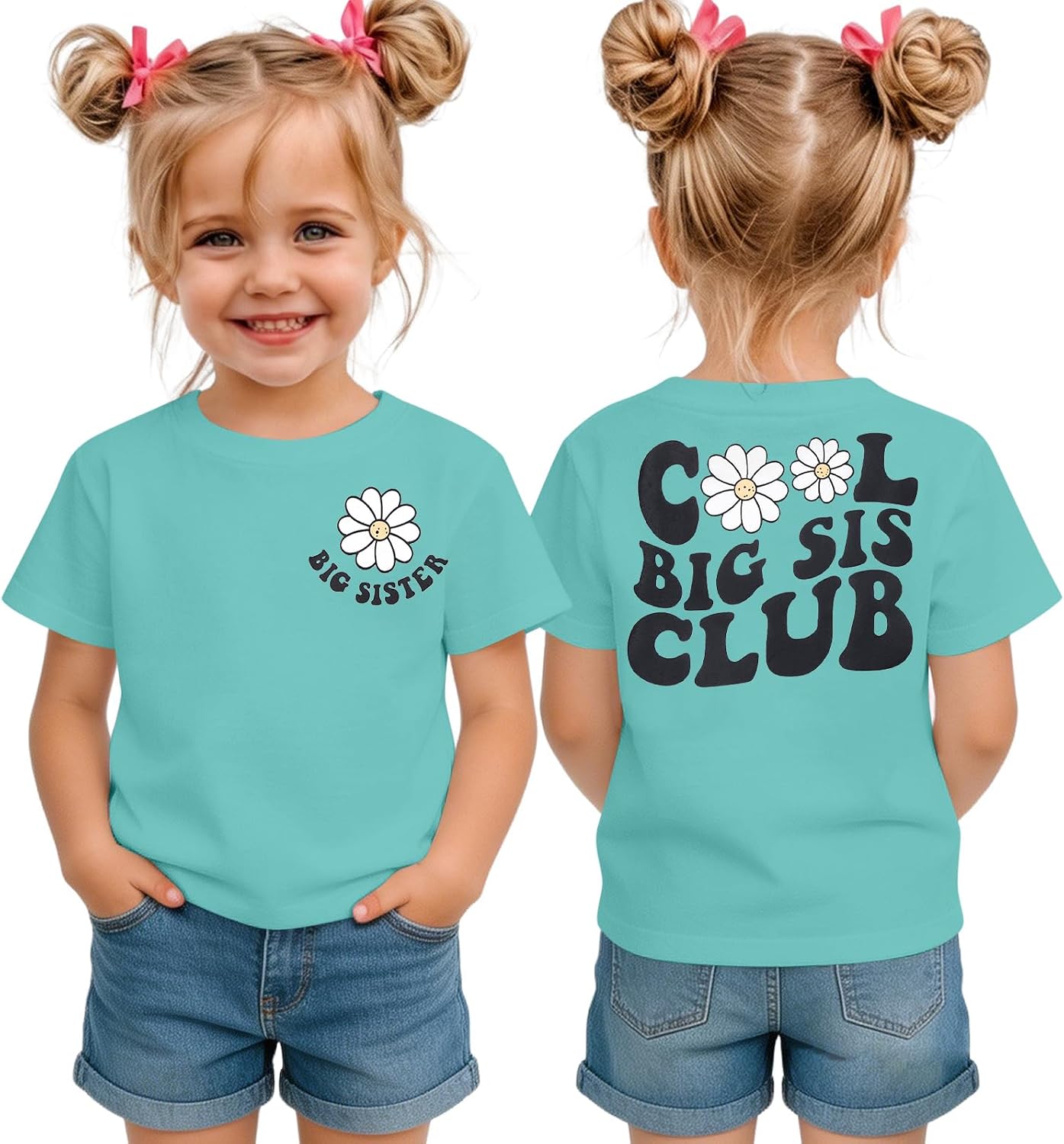 LOTUCY Big Sister Shirt for Toddler Girls Cool Big Sis Club Tshirt Promoted to Big Sister Announcement Outfits