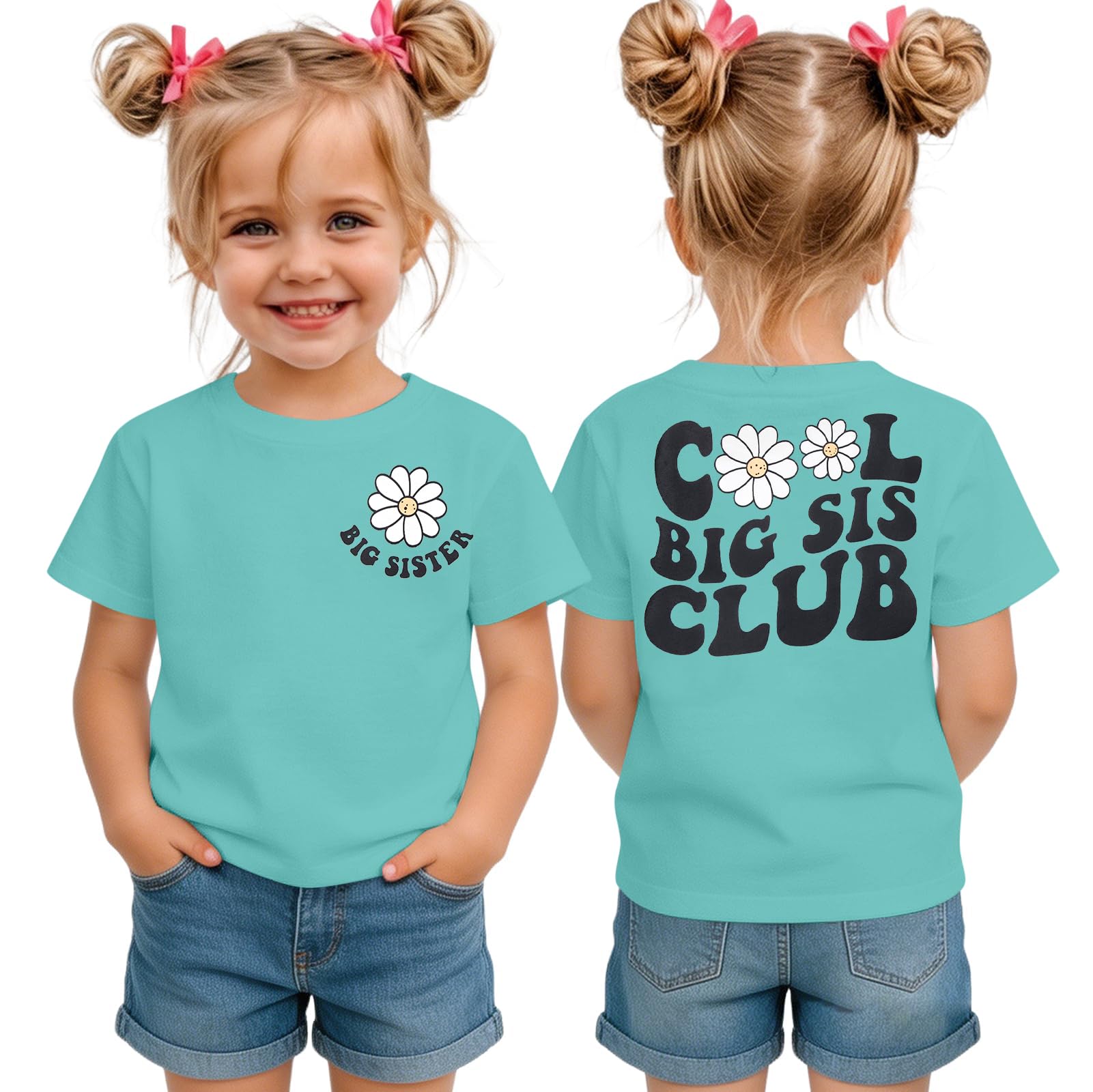 LOTUCY Toddler Girls Big Sister Shirt Cool Big Sis Club Announcement Outfit