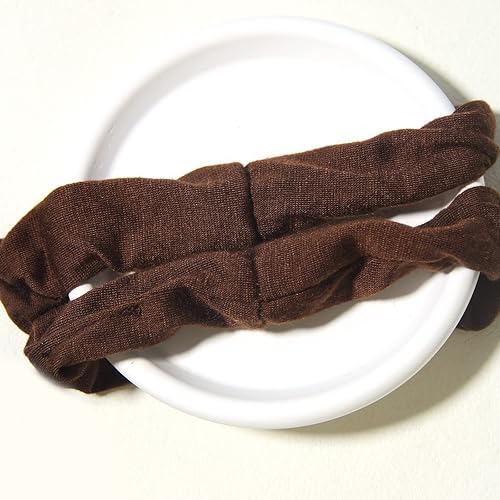 Miniatura 4 de Coleteros de algodón para el cabello, de un solo jersey, color sólido, ligas elásticas para el cabello para mujer, accesorios (café)