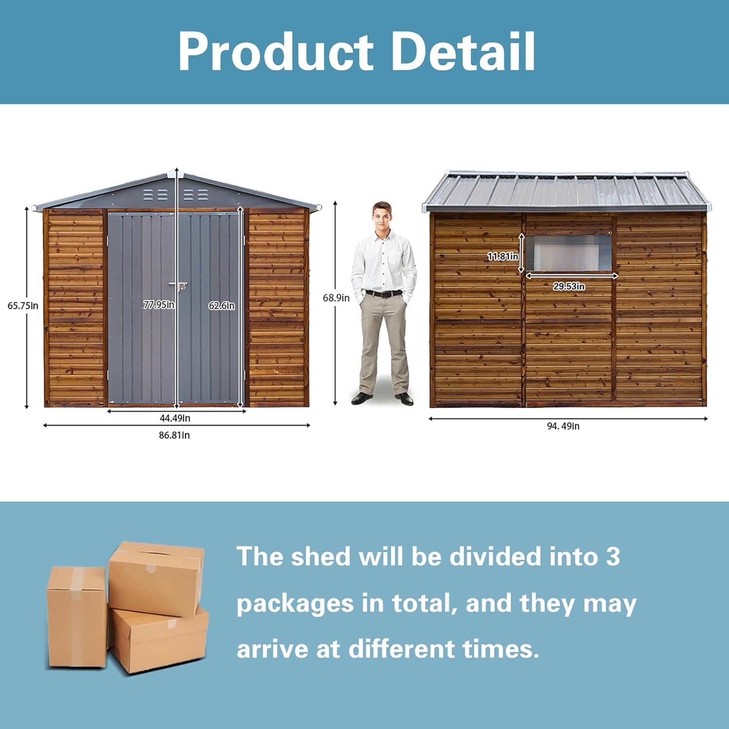 Waterproof & Rust-Resistant 8x8FT Storage Shed by Endark: Outdoor Garden Shed with Lockable Sliding Doors, Window, and Sloped Metal Roof - Perfect for Backyard and Patio Use