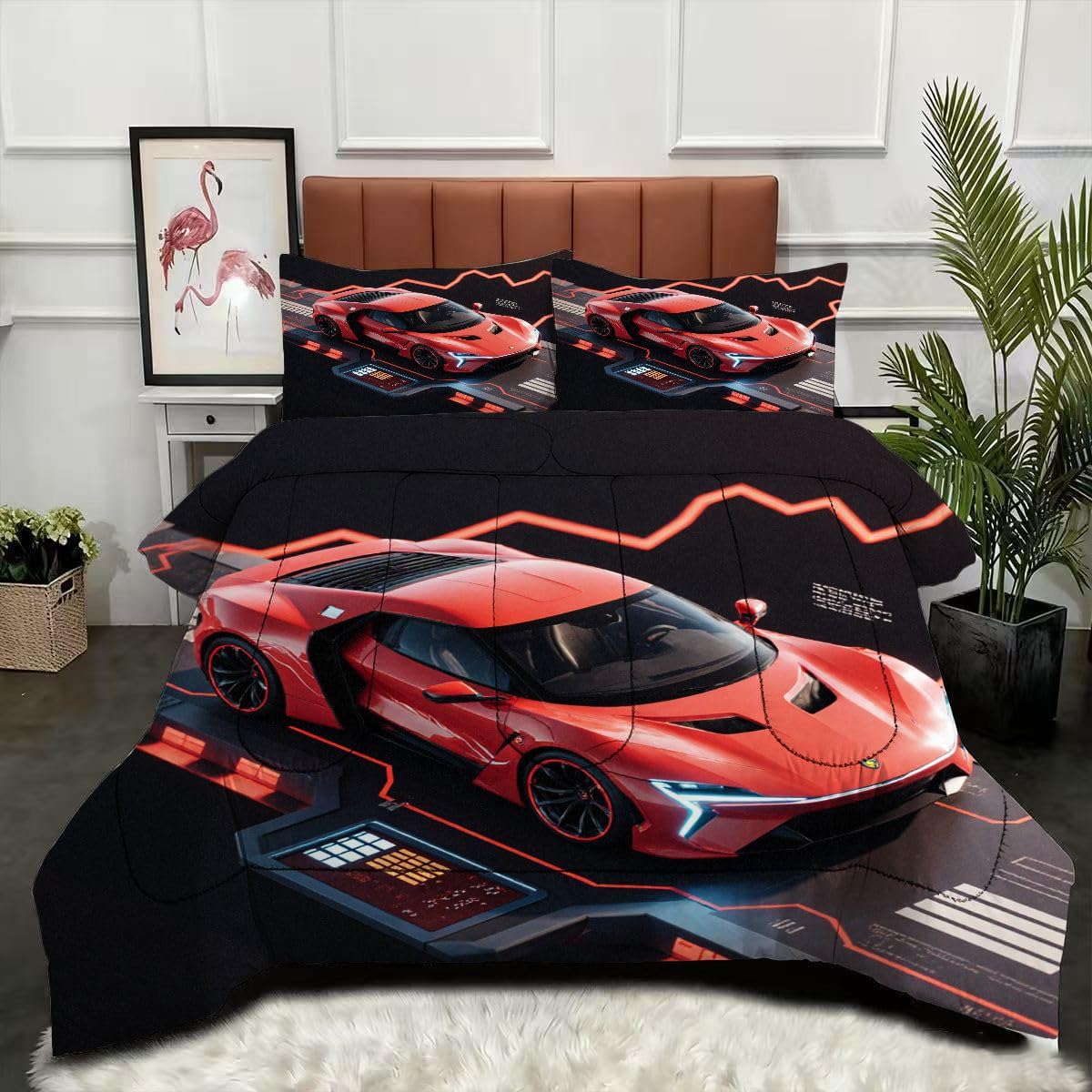 Couette 200 x 200 cm microfibre douce lavable pour lit deux personnes design sport