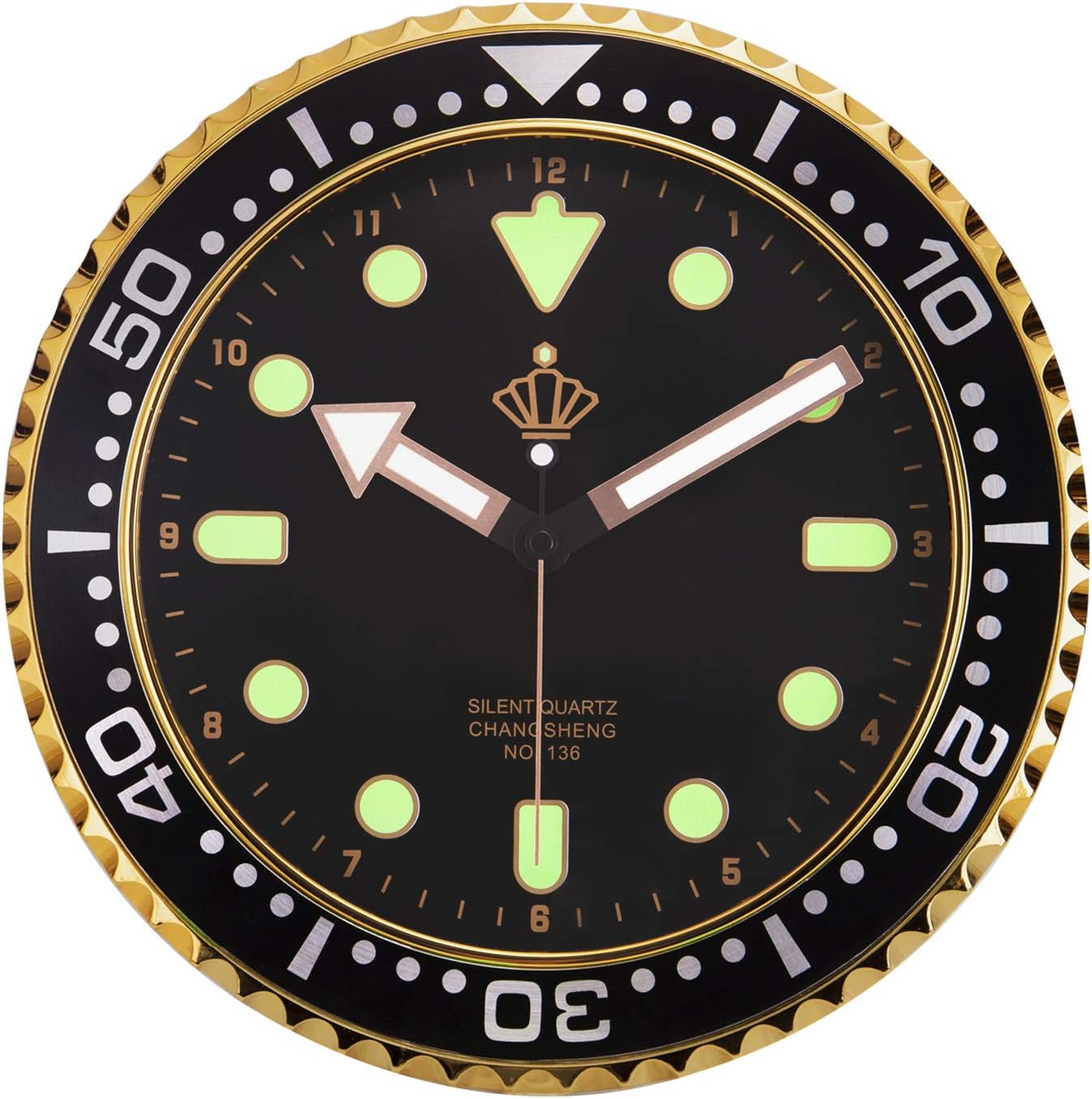 Lafocuse Black Modern Wall Clock Horloge Murale Silent Glow in The Dark for Home Decor 12 Inch