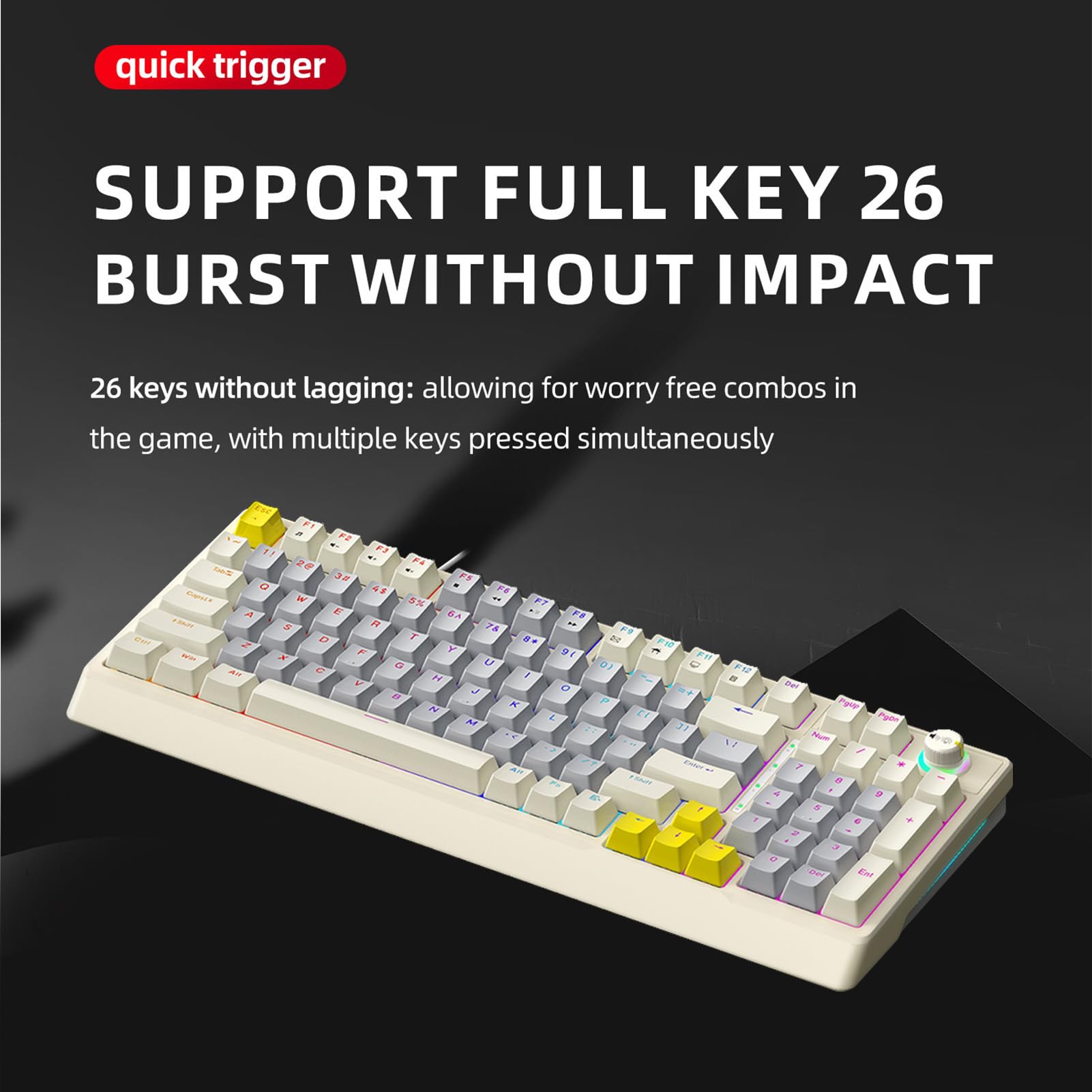 LICAEVEY Klawiatura Mechaniczna T WOLF T50 RGB, 98 Klawiszy z możliwością Wymiany Podczas Pracy, Niebieski Przełącznik z Dynamicznym Oświetleniem RGB o 16,8 Mln Kolorów, Ergonomiczna (Beżowy Szary