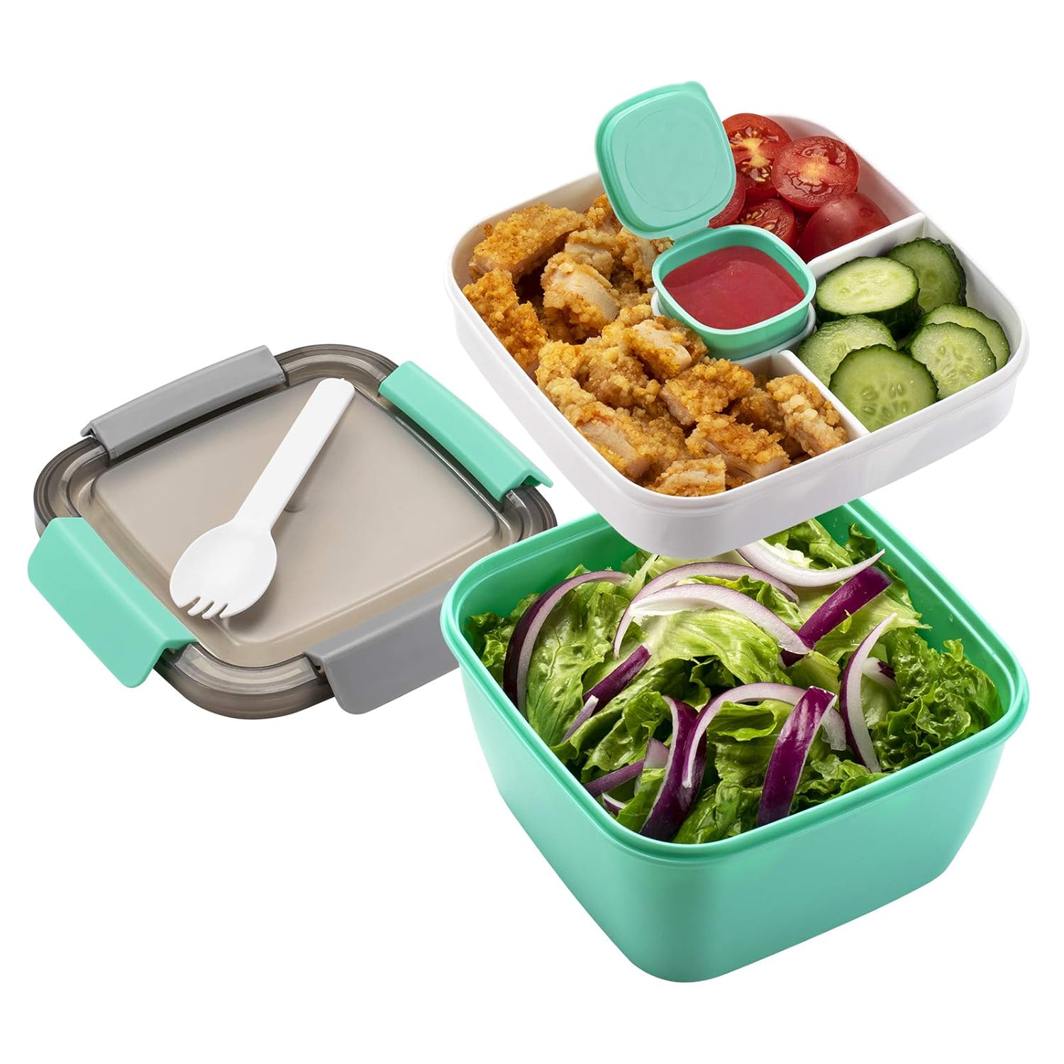Buy Freshmage Salad Lunch Container to Go, 42oz Salad Bowls with 3