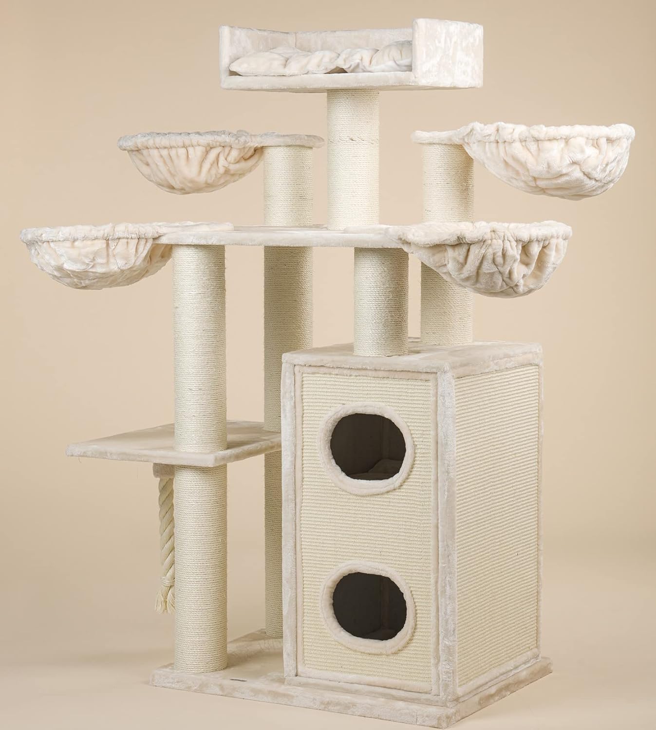 RHRQuality Cat Tree for large cats - Cat Paradise - Large Cat Scratching Post XXL Cat Scratching Post for Maine Coon Large Cat Tree Heavy Cat Climbing Tree Scratching Furniture (Plus, Beige) 5 71oqlqQRz2L. AC SL1500