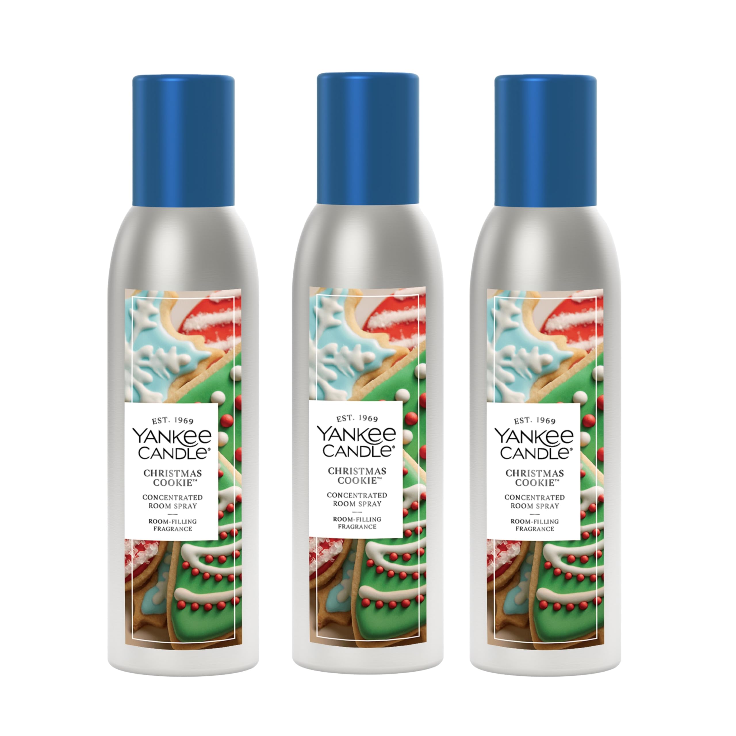 Yankee Candle Concentrated Room Spray Air Freshener, Instant Home Fragrance, Odor Eliminating Spray, Christmas Cookie (Pack of 3)