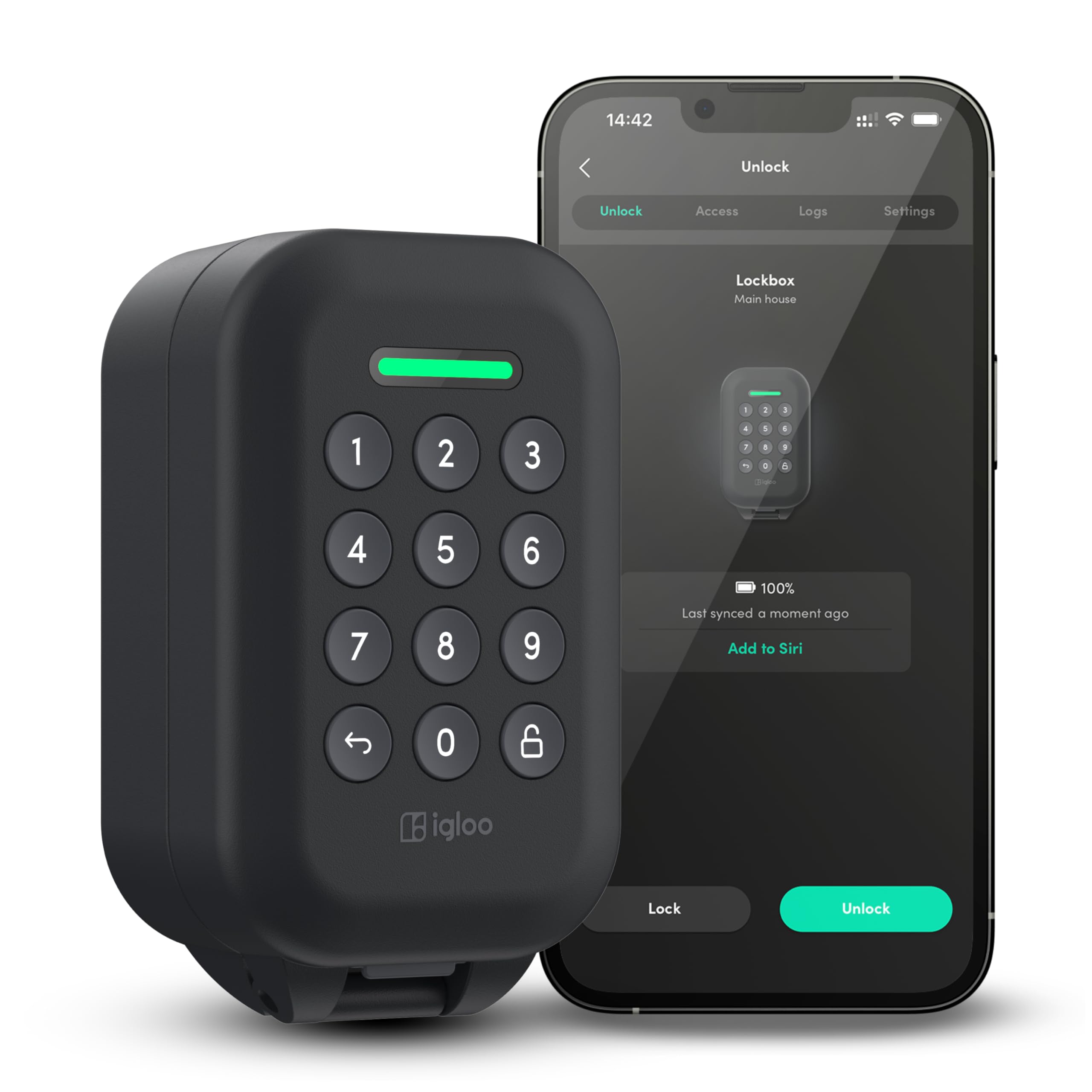 igloohome Caja de seguridad inteligente impermeable con códigos PIN sin conexión y control de aplicación Bluetooth (iOS y Android). Para Airbnb, agentes inmobiliarios y contratistas.