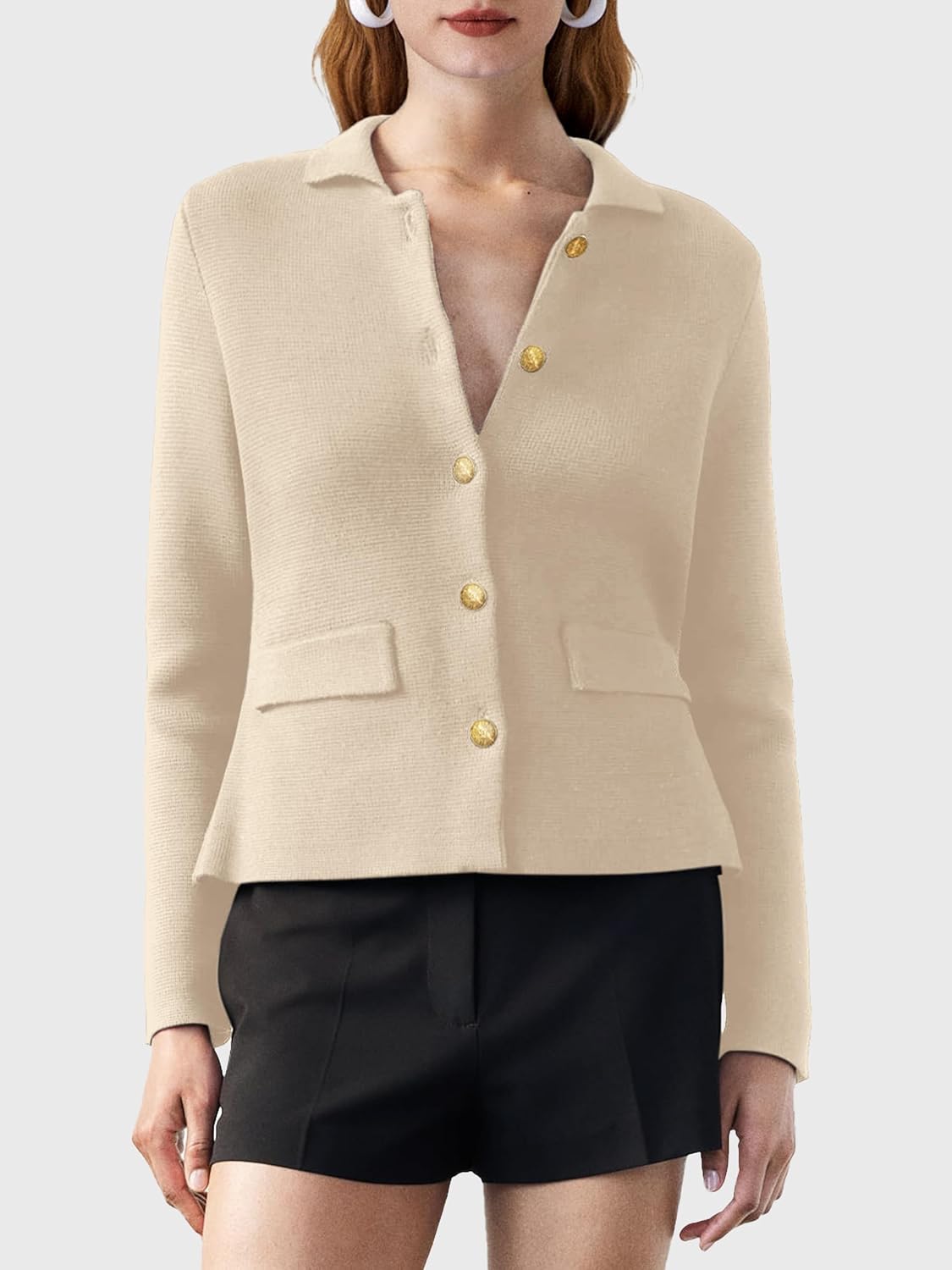 SuperPrity Cardigan Sweaters for Women Long Sleeve Lightweight Cropped Knit Blazer Button Jacket 2024 Fashion Fall Outfits - Image 5