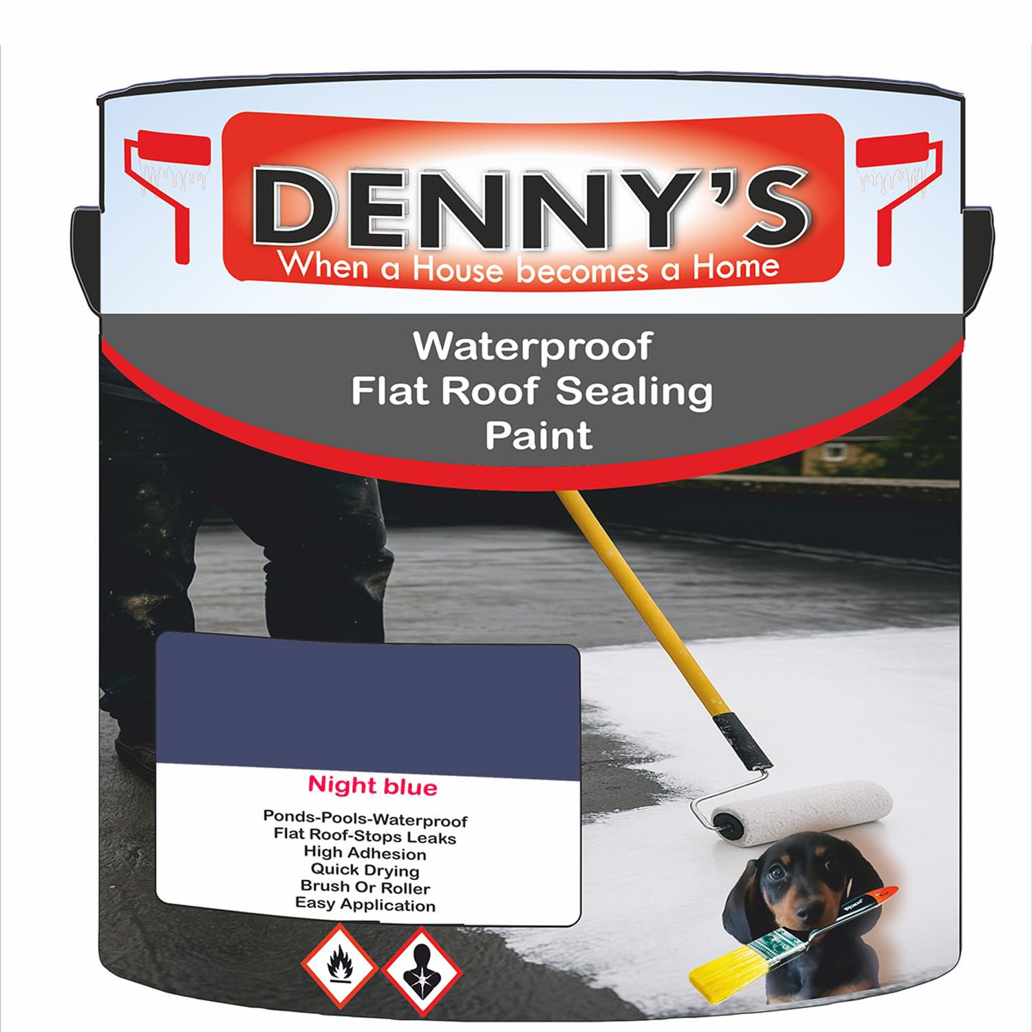 SCOOBYS PAINTS BACK IN THE MIX Chlorinated Rubber Flat Roof Paint – Waterproof Roof Sealer & Leak Repair Coating, Quick Drying, High Adhesion (Night blue, 1 Litre Tin)