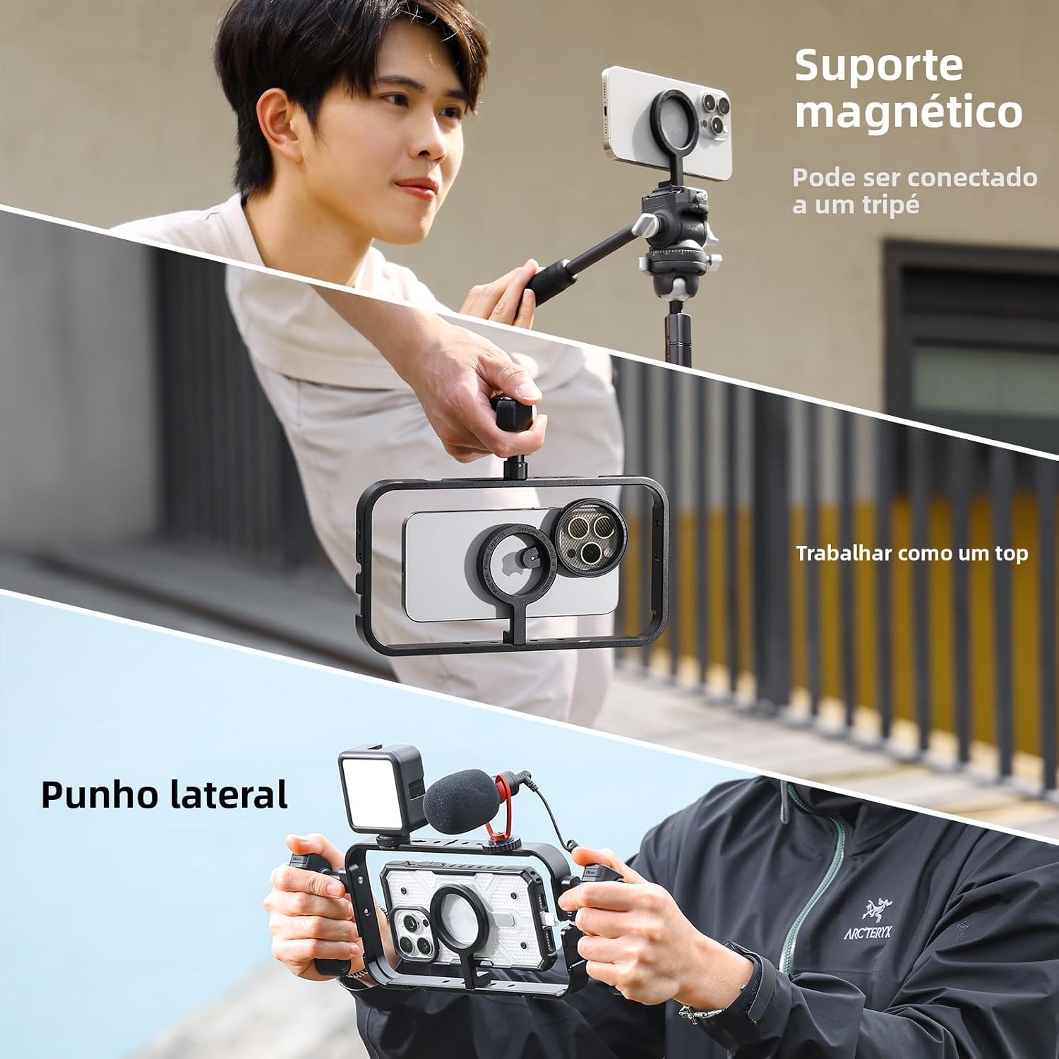 ULANZI C001 suporte magnético para smartphone, gimbal, suporte de alumínio, compatível com MagSafe, adequado para tripés, microfones e iluminação