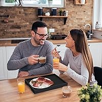 Vista 6 de Artmeer Bandeja de cama con patas plegables, desayuno de bambú en la cama para mesa de TV, bandeja de computadora portátil, comer, bandeja