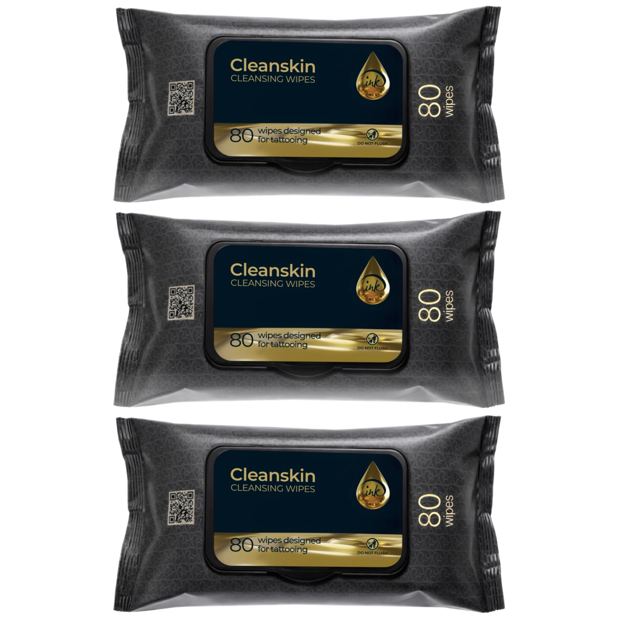 CleanSkin Cleansing Green Soap Wipes for Tattooing All in One Solution To Heal and Clean Tattoos, Tattoo Soap for PMU & Piercings | Alcohol and Fragrance Free, Unscented | 80 Count (Pack of 3)