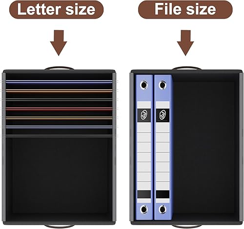 Miniatura 4 de Huolewa Juego de 2 cajas organizadoras de archivos de cuero mejoradas, cajas de archivos con tapas, cajas organizadoras de archivos colgantes de