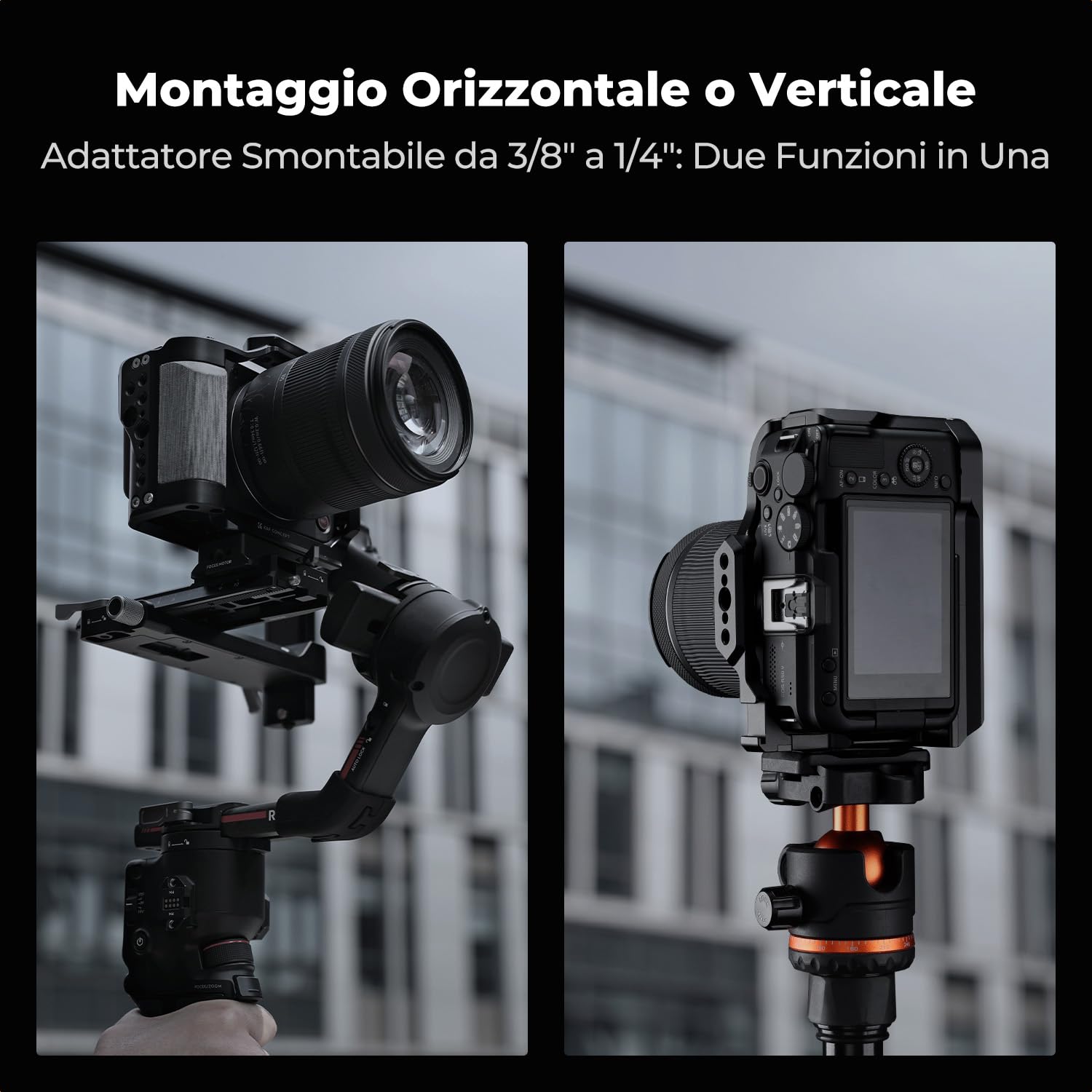 K&F CONCEPT R50V Cage, Gabbia per Fotocamera per Canon R50V con Piastra a Sgancio Rapido Integrata per Arca, Guida NATO, Filettature da 3/8“ e 1/4”
