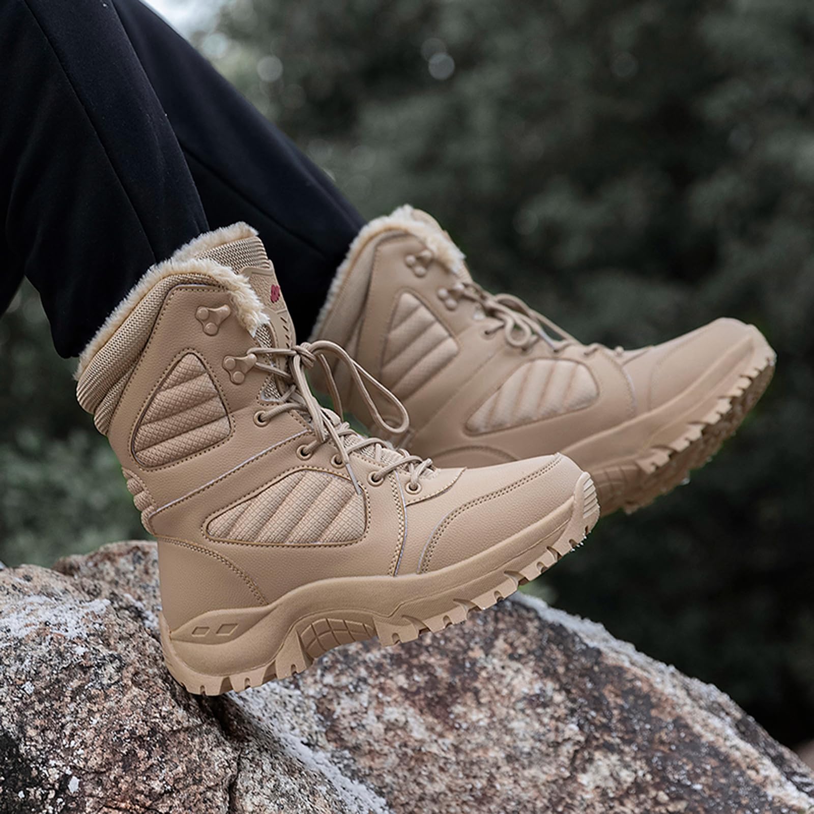 CUTEHEELS Męskie buty zimowe High-Top ciepłe wodoodporne buty śniegowe buty trekkingowe