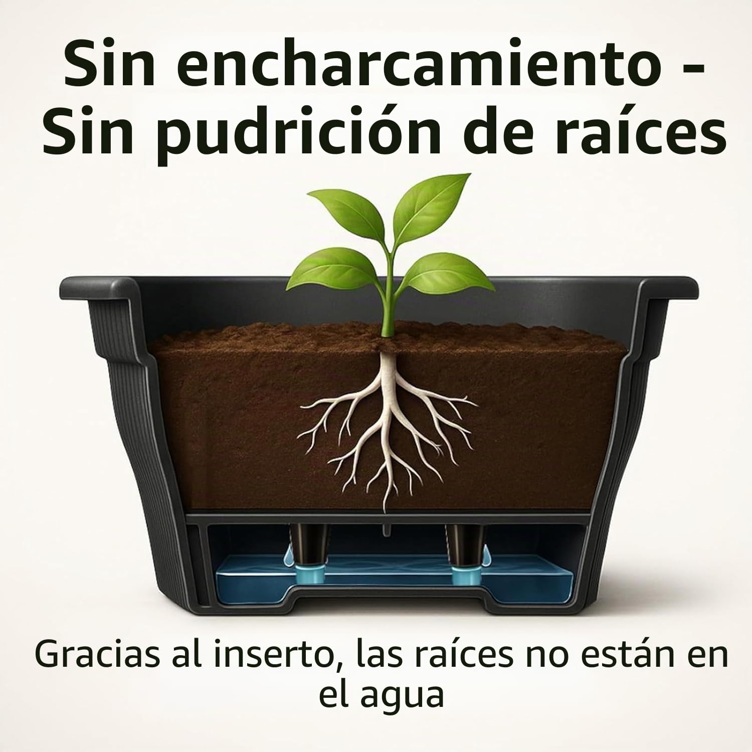 2 jardineras para balcón de 100 cm, con almacenamiento de agua, antracita, 25 L, resistentes a la intemperie, con inserto, jardineras largas para balcón y jardín, resistentes a la intemperie, color