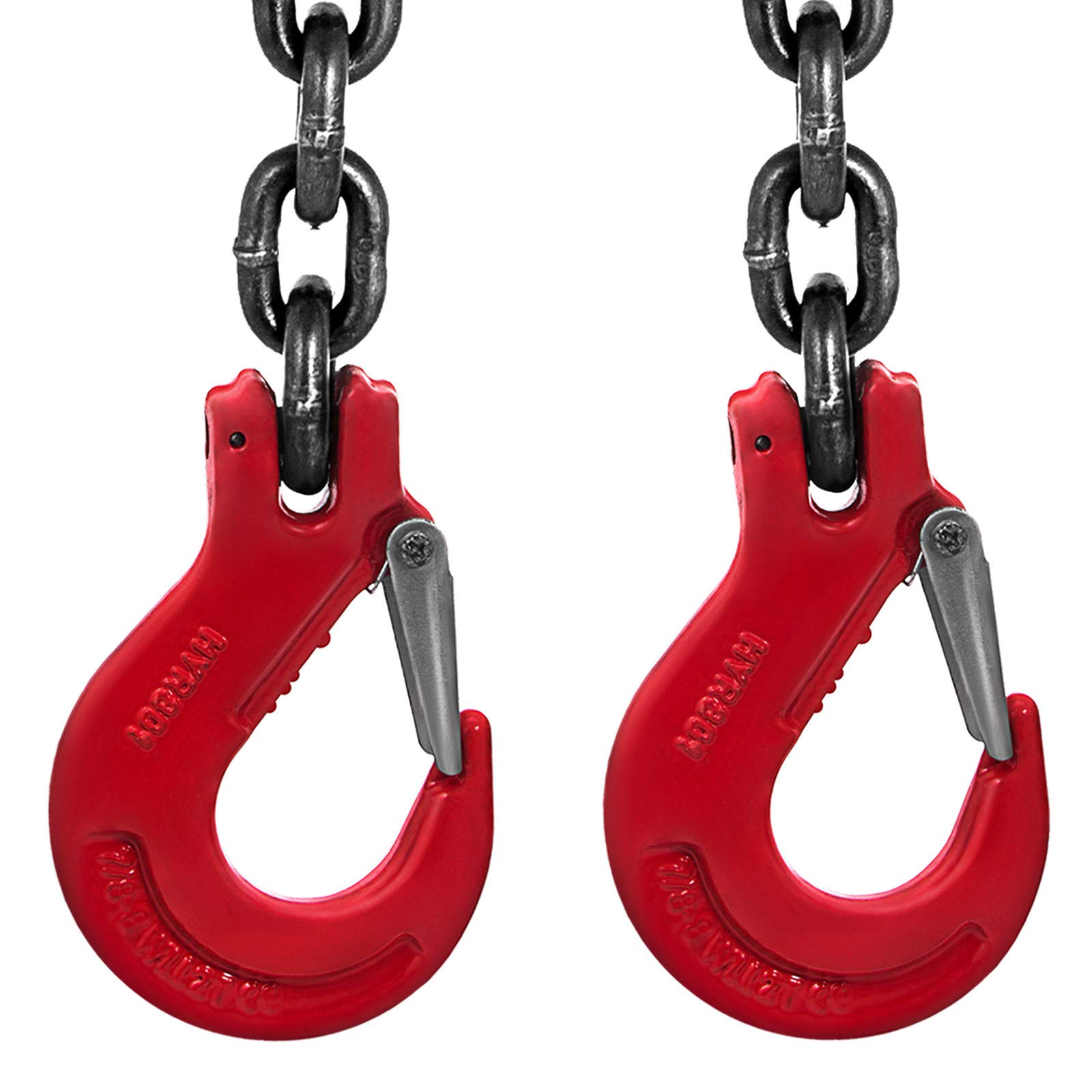 VEVOR Eslinga de cadena de 10 mm 1,5 m patas dobles G80 4 T ganchos de acero para elevación