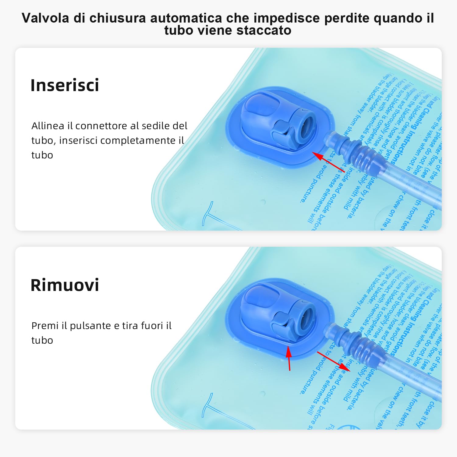 Sacca Acqua 2L, Sacca Idrica per Zaino, Sacca Idratazione con Tubo per Bere per Escursioni, Ciclismo, Sci, Corsa, Trekking Bolla Idratazione Vescica Acqua per Zaino idratante