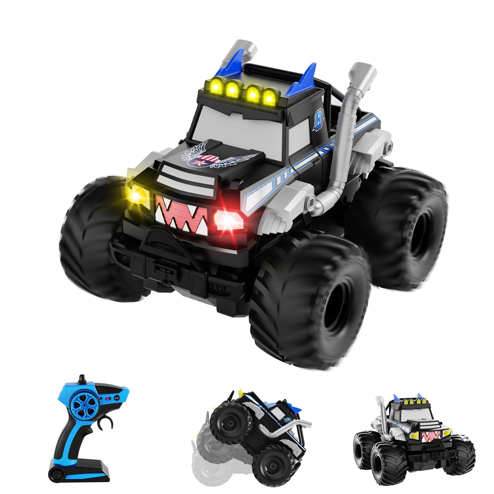 Dysaim Amphibienfahrzeug Ferngesteuertes Auto Offroad, Monstertruck Ferngesteuert, Kinder Spielzeug 2,4 Ghz RC Auto mit Fernbedienung Drift Car Monster Jam Ferngesteuertes Auto Ab 6-12 Jahre