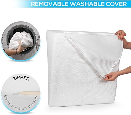 Miniatura 8 de Healthex - Cojín en cuña de espuma viscoelástica con gel de enfriamiento para cama cojín de soporte elevado para el dolor de espalda baja reflujo