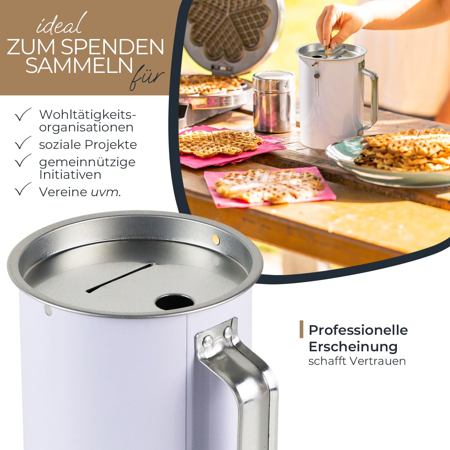 HMF 4800057-5 x Spendendose 10,0 cm Ø, 14,5 cm hoch mit Griff, inkl. Zubehör